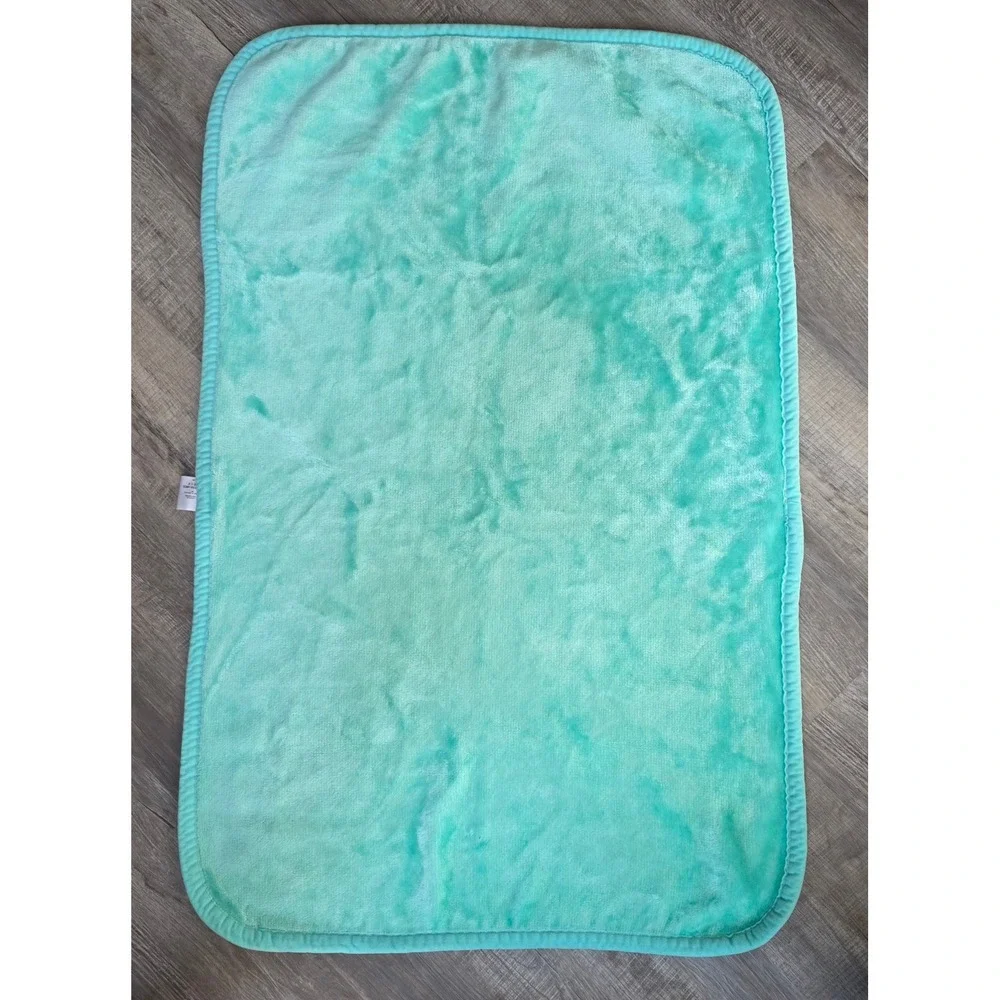 VTG Nova Textil Rivera Hnos Cobertor Baby Blanket Turquoise Aqua Plush Fleece